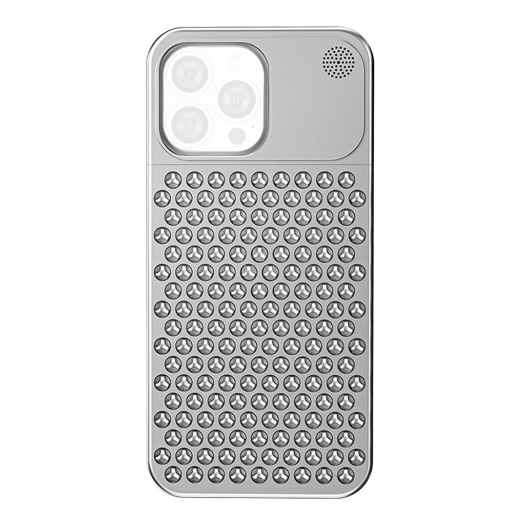 A Photo Of Metal Heat Dissipation Phone Case For iPhone 15 Pro/15 Pro Max- Silver