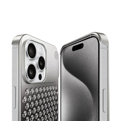 A Photo Of Metal Heat Dissipation Phone Case For iPhone 15 Pro/15 Pro Max- Silver
