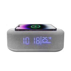 A Photo Of 4-in-1 Wireless Charger with LED Light - Mood Lamp, Clock, and Fast Charging Station