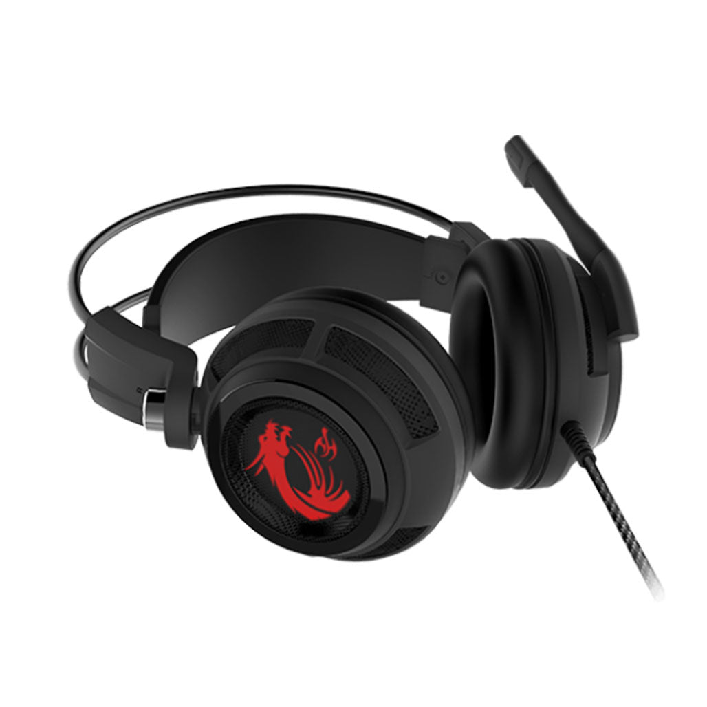 A Photo Of MSI DS502 Gaming Headset with Microphone | Enhanced Virtual 7.1 Surround Sound, Intelligent Vibration System