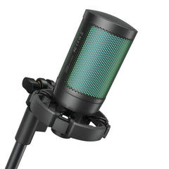 A Photo Of Porodo Gaming Professional RGB Condenser Microphone with Extension Stand - Black