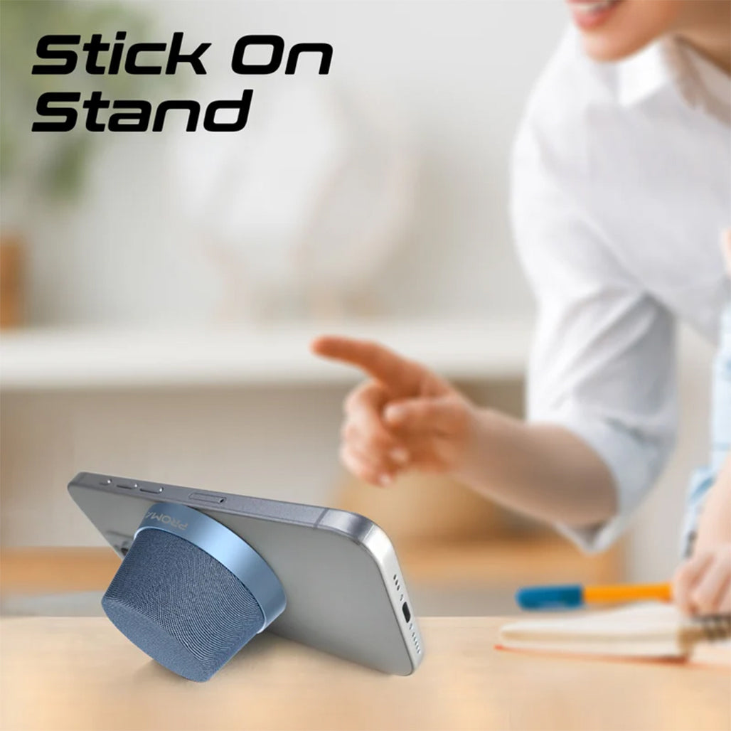 A Photo Of Promate Punch Mini Bluetooth Speaker with MagSafe Compatibility – 3W Portable Speaker in Navy