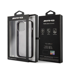 A Photo Of AMG PC Transparent Hard Case With Black Matte TPU Rim For iPhone 14 Pro