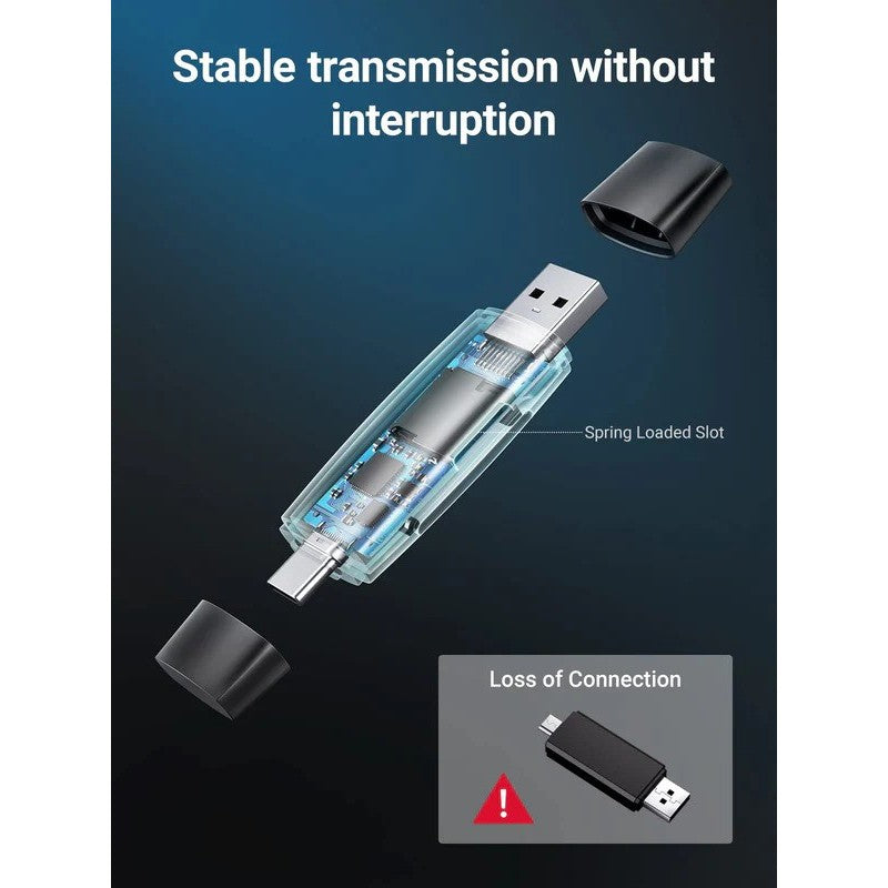 A Photo Of UGREEN CM304 2-in-1 USB 3.0 & USB-C SD Card Reader
