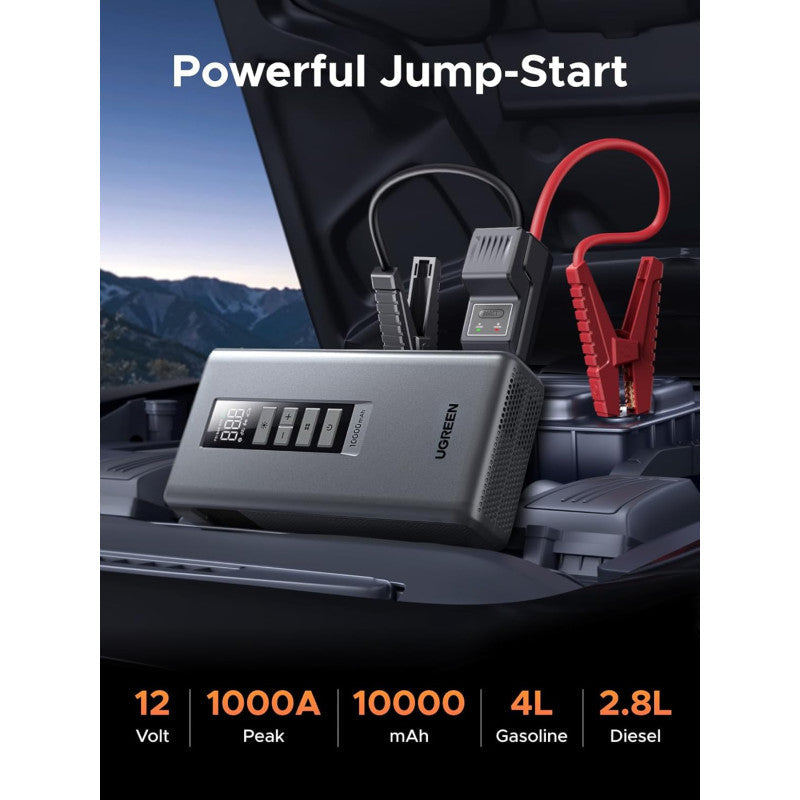 A Photo Of UGREEN ES703 3-in-1 Emergency Roadside Tool – 1000A Car Jump Starter, 150 PSI Tire Inflator & 10000mAh Power Bank - 35978
