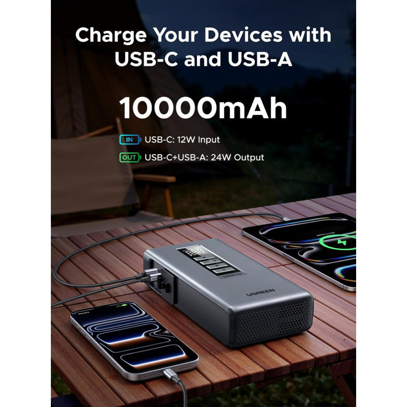 A Photo Of UGREEN ES703 3-in-1 Emergency Roadside Tool – 1000A Car Jump Starter, 150 PSI Tire Inflator & 10000mAh Power Bank - 35978