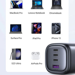 A Photo Of UGreen Nexode 100W GaN Wall Charger | 4-Port USB-C & USB-A Fast Charging Adapter
