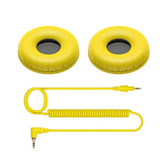 A Photo Of Pioneer DJ HC-CP08-Y Color Variation Coiled Cable and Ear Pads for HDJ-CUE1