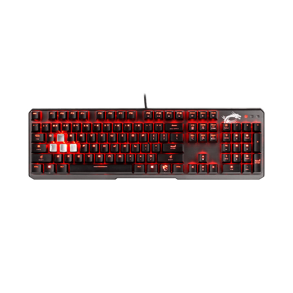 A Photo Of MSI Vigor GK60 - Full-size Wired Mechanical Gaming Keyboard with Cherry MX Red Switches and Red Backlight